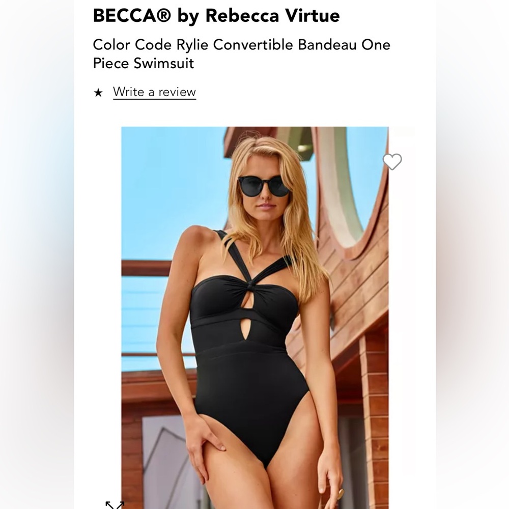 BECCA by Rebecca Virtue convertible bandeau one piece black swimsuit
